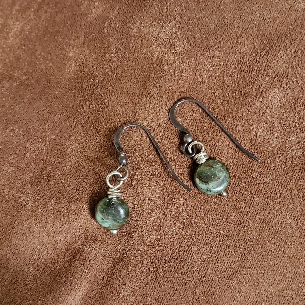 COPY - Silver and green stone handmade earings